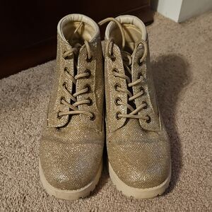 Cliffs by WHITE MOUNTAIN Gold Glitter Combat Boots